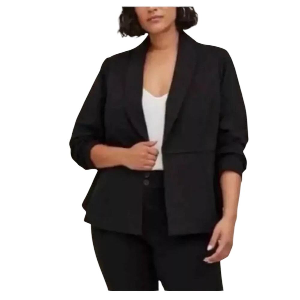 NWT Torrid Studio Soho Premium Ponte Black Stretch Blazer-1x 14-16